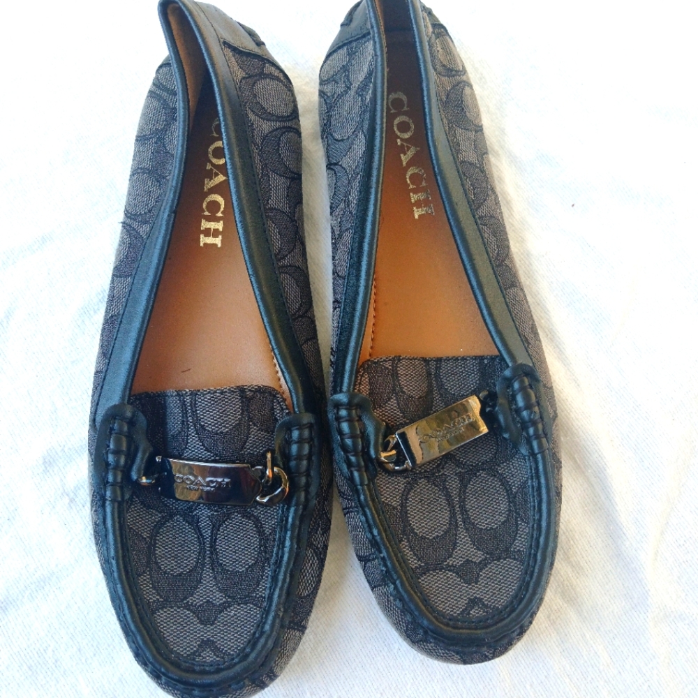 Coach "Olive" Signature Canvas Jaquard Loafer Charcoal Gray Smoke Size 8B *New*